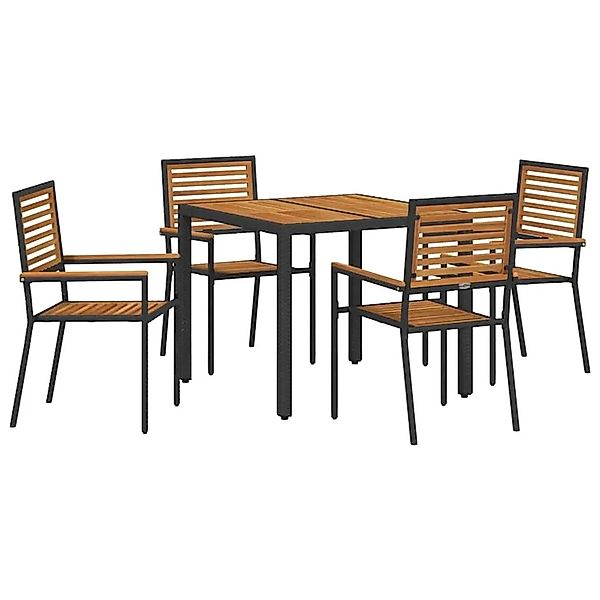 vidaXL Garten Essgruppe 5-Tlg Schwarz und Holz Poly-Rattan 3365436 günstig online kaufen