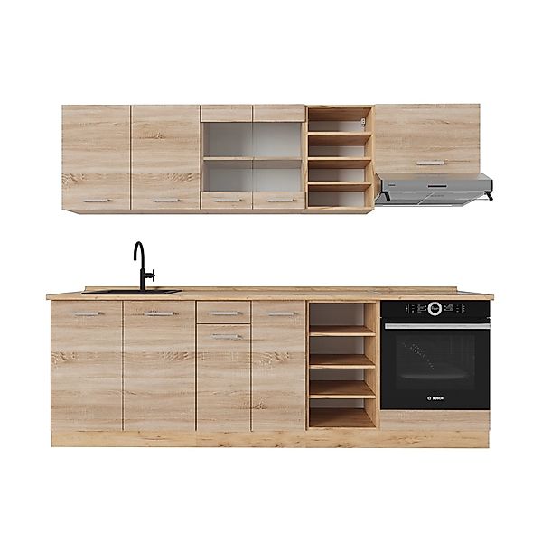 Vicco R-Line Küchenzeile Sonoma/Goldkraft Eiche 240 cm AP Eiche günstig online kaufen
