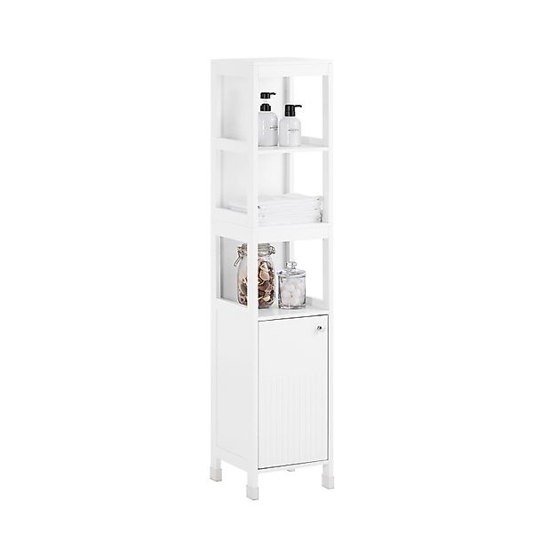 SoBuy Hochschrank für Bad Badschrank mit Offenen Fächern Schmaler Weiß BZR1 günstig online kaufen