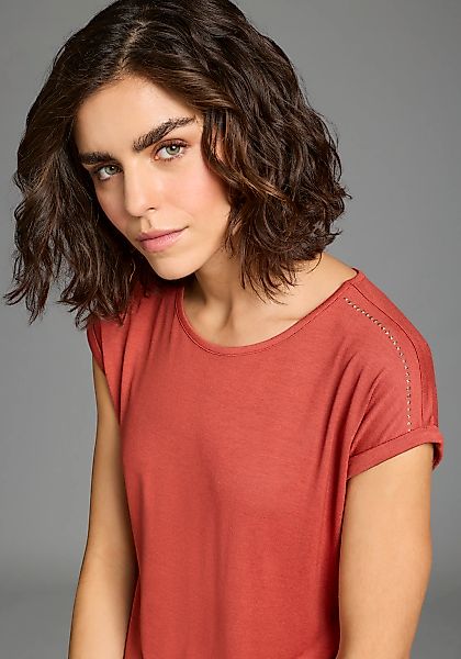 Laura Scott T-Shirt mit dezenten Glitzerdetails an der Schulter, lockere Pa günstig online kaufen