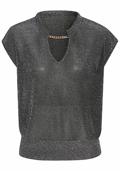 LASCANA Kurzarmpullover aus Glitzergarn mit Gliederketten-Detail günstig online kaufen