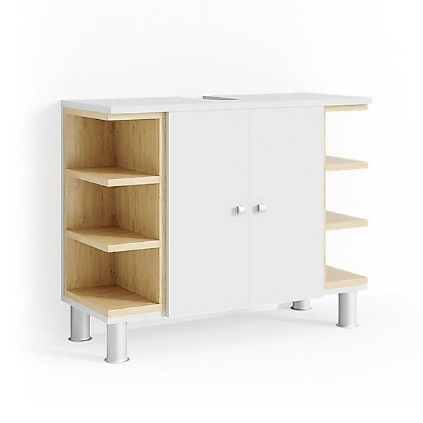 Vicco Waschbeckenunterschrank Aquis Weiß/Sonoma 79 x 64 cm günstig online kaufen