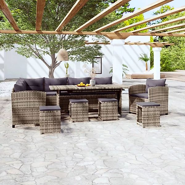 Vidaxl 7-tlg. Garten-lounge-set Mit Auflagen Poly Rattan Grau günstig online kaufen