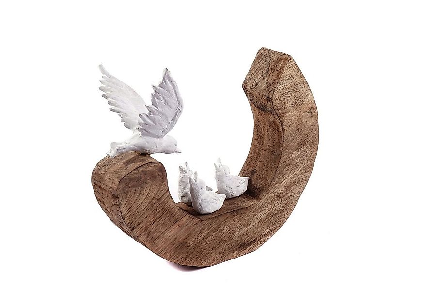CREEDWOOD Skulptur SKULPTUR "BIRD FAMILY", Mangoholz, 29cm, Vogel Deko Obje günstig online kaufen