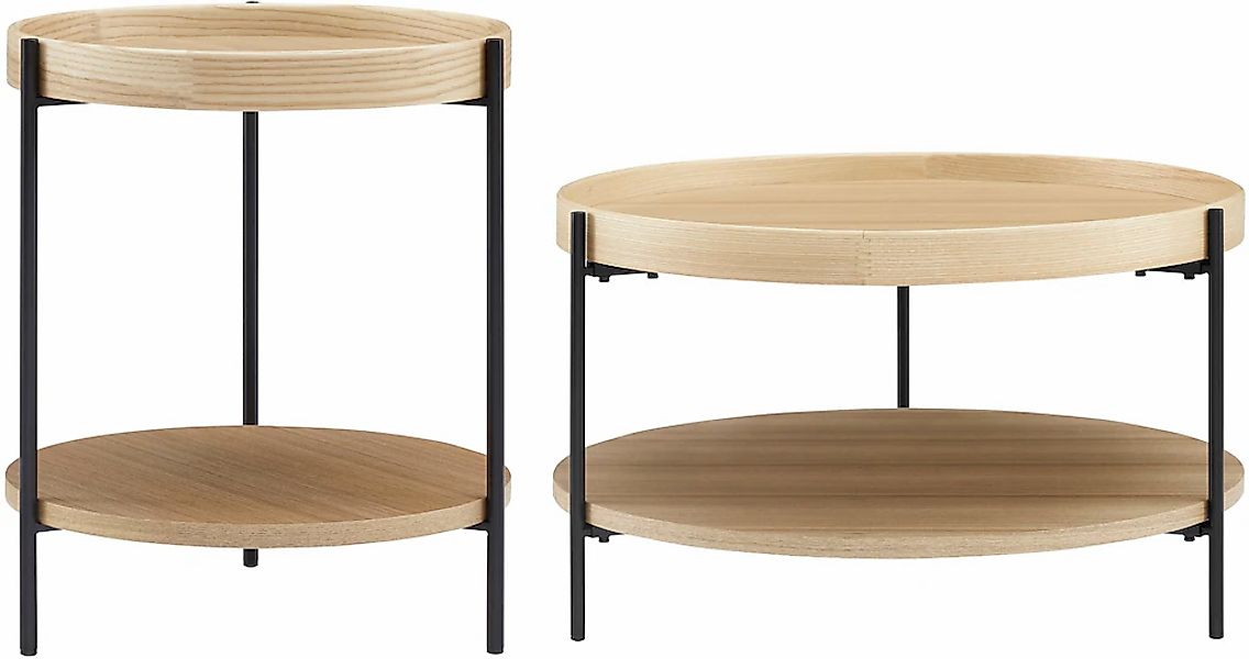 SalesFever Couchtisch "Chicago Couchtisch-Set rund 2-teilig mit 2 Ablageflä günstig online kaufen