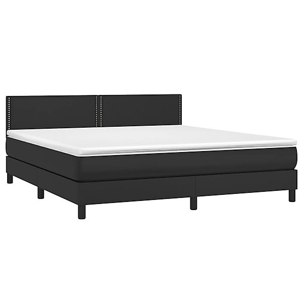vidaXL Boxspringbett mit Matratze & LED Schwarz 180x200 cm Kunstleder 31341 günstig online kaufen