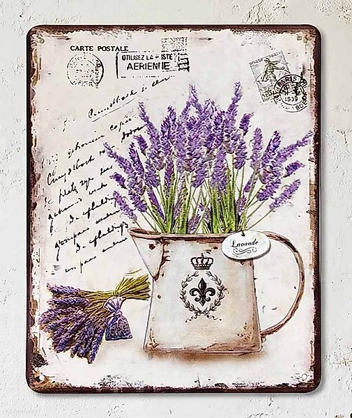 Blechschild Lavande Dekoschild Lavendel Provence Nostalgie Vintage 25x20cm günstig online kaufen
