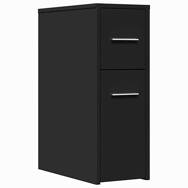 vidaXL Aktenschrank Badschrank Schmal mit Rollen Schwarz Spanplatte günstig online kaufen