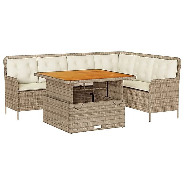 vidaXL 2-Tlg Garten-Sofagarnitur mit Kissen Beige Poly Rattan 3262086 günstig online kaufen