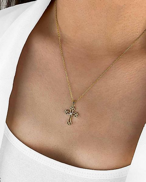 DANIEL CLIFFORD Kreuzkette 'Nadine' Damen Halskette Silber 925 Kreuz-Anhäng günstig online kaufen