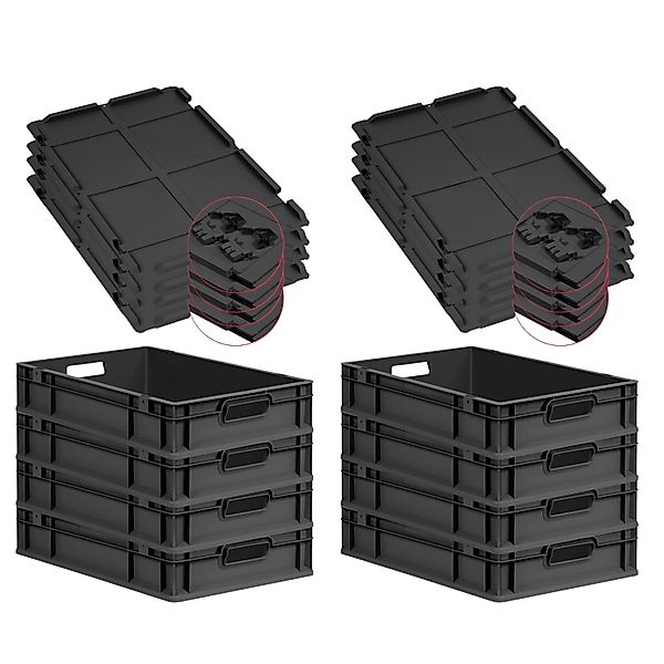 PROREGAL SuperSparSet 8x Eurobox Nextgen Grip Mit Scharnierdeckel Und Schwa günstig online kaufen