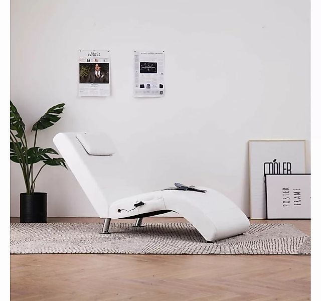 vidaXL Chaiselongue Massage-Chaiselongue mit Kissen Weiß Kunstleder, 1 Teil günstig online kaufen