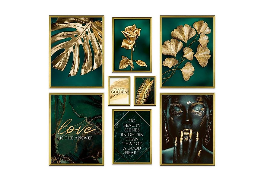 ARTFAVES Bilder-Collage Poster Set Golden Leaves I mehrteilige Bilderwand I günstig online kaufen