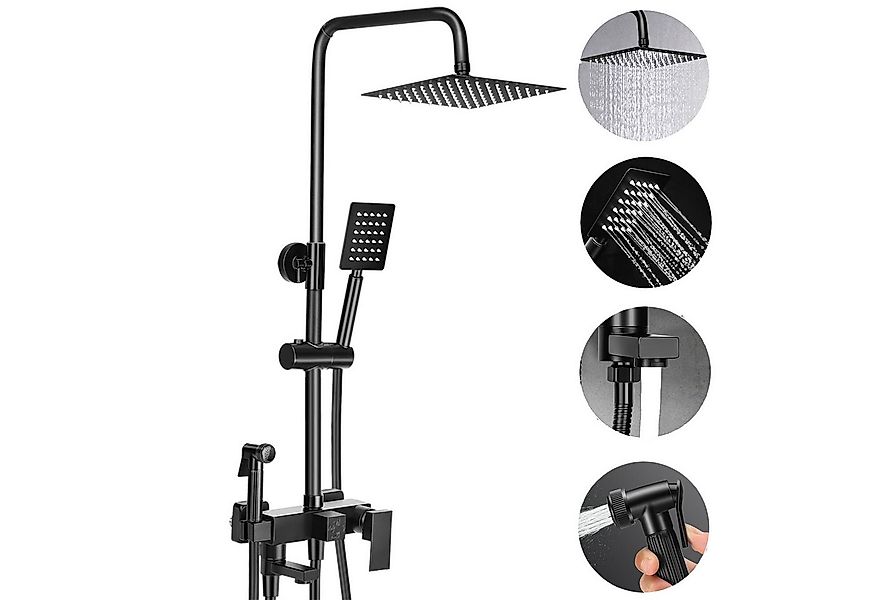 LOVONLIVE Duschsystem Edelstahl Duschstange Set Messing Wasserhahn Duschset günstig online kaufen