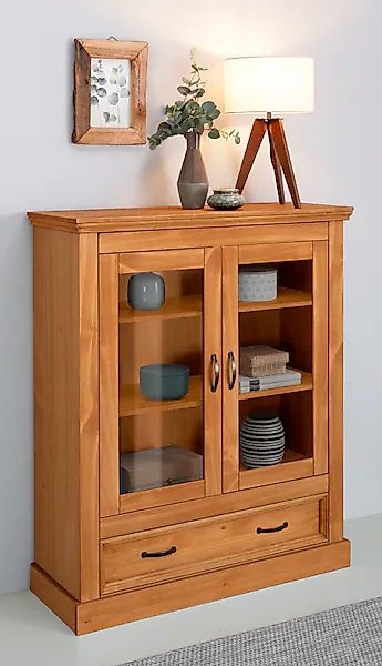 Home affaire Vitrine »Selma Highboard«, aus massivem Kiefernholz, mit Griff günstig online kaufen