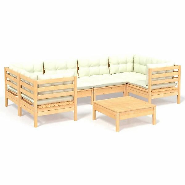 vidaXL 7-tlg Garten-Lounge-Set mit Creme Kissen Kiefernholz Modell 11 günstig online kaufen