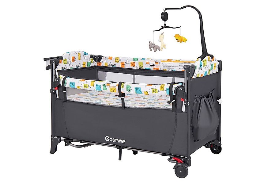 COSTWAY Baby-Reisebett 5 in1 Beistellbett, mit Matratze, höhenverstellbar günstig online kaufen
