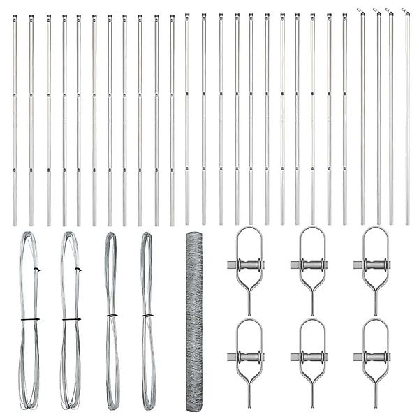 vidaXL Zaunpfosten Silber 50 x 1,6 m 36 mm Gitter Stahl 3353008 günstig online kaufen