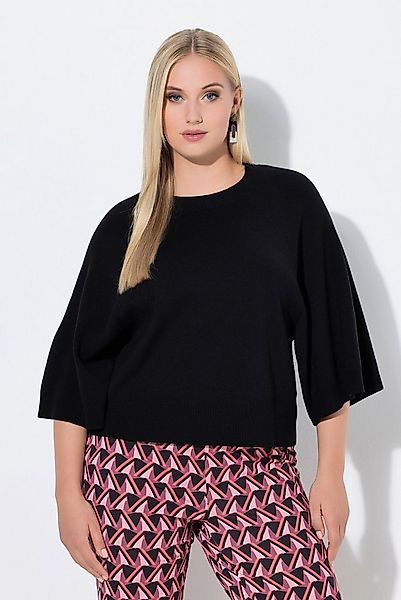 Ulla Popken Strickpullover Pullover kurz Rundhalsausschnitt 3/4-Arm günstig online kaufen