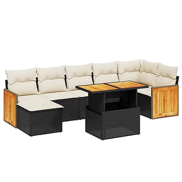 vidaXL 8-Tlg Garten-Sofagarnitur mit Kissen Schwarz Poly Rattan 3274066 günstig online kaufen