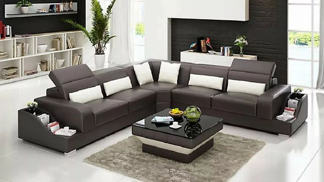 JVmoebel Ecksofa Ledersofa Eckcouch Polster Sofa Couch Wohnlandschaft Polst günstig online kaufen