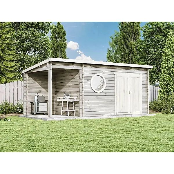 Alpholz Holz-Gartenhaus Maria-Rondo Pultdach Unbehandelt 530 cm x 275 cm günstig online kaufen