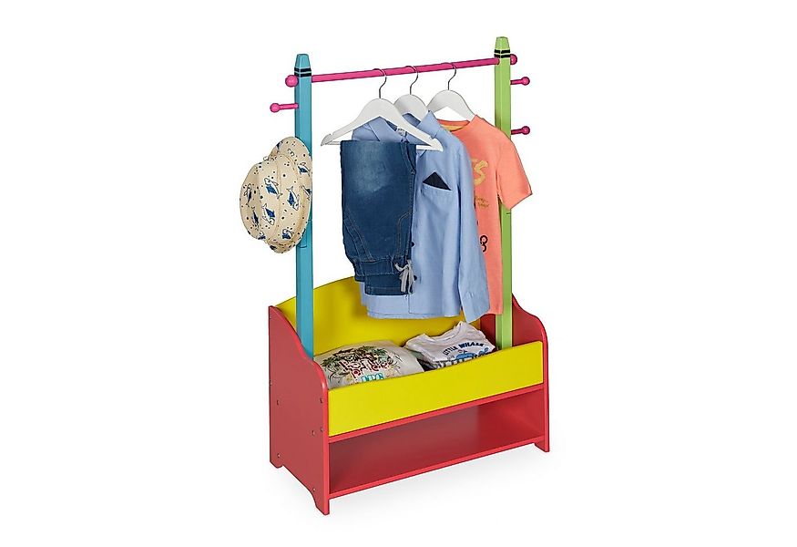 relaxdays Kleiderständer Kinder Kleiderständer mit Ablagen günstig online kaufen