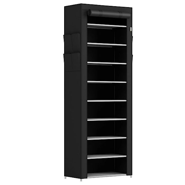 Juskys Schuhregal mit Seitentaschen 160 x 58 cm Schwarz günstig online kaufen