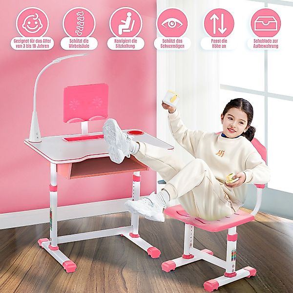 WILGOON Kinderschreibtisch Jugendschreibtisch mit Lampe, höhenverstellbar, günstig online kaufen