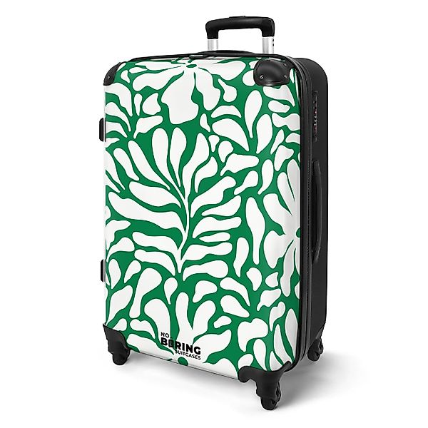 NoBoringSuitcases.com© Hartschalen-Trolley Grün mit weißem Blumendruck günstig online kaufen