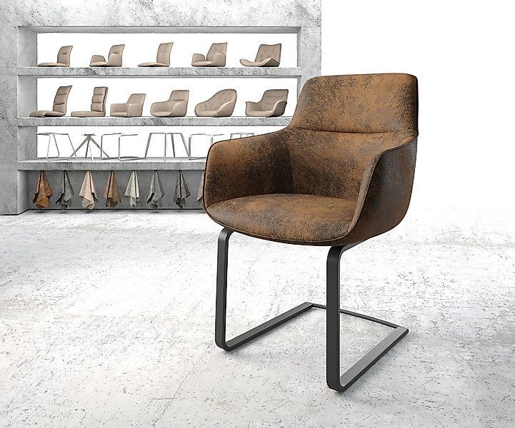 Schwingstuhl Pejo-Flex Braun Antik Freischwinger flach Schwarz günstig online kaufen
