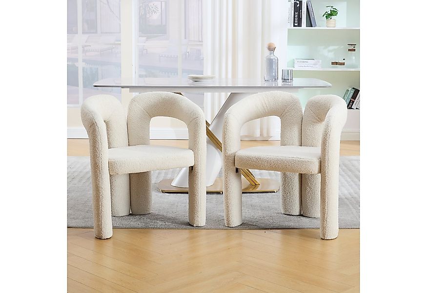 KLAM HOME Esszimmerstuhl Premium Ergonomie-Sessel mit Teddy-Flor mit Armleh günstig online kaufen