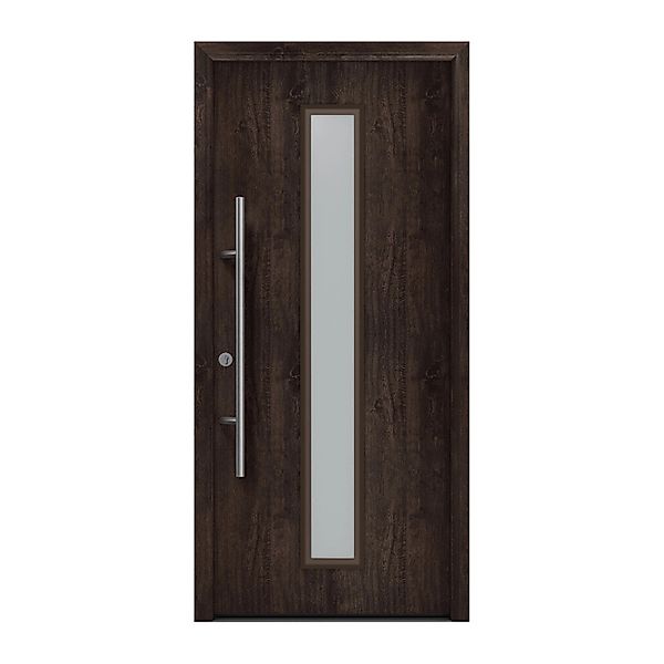 EcoStar Haustür Isopro Secur IPS 020S Eiche Dunkel 110 cm x 210 cm DIN L günstig online kaufen