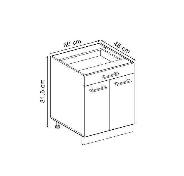 Vicco Unterschrank R-Line, Goldkraft Eiche/Weiß, 60 cm ohne Arbeitsplatte günstig online kaufen