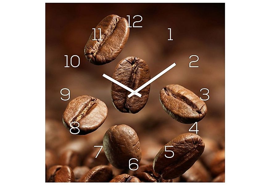 Levandeo® Wanduhr (Wanduhr Alu-Dibond 30x30cm Uhr Alubild Küche Kaffee Coff günstig online kaufen