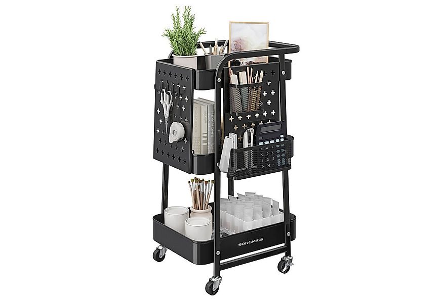 SONGMICS Beistellwagen, Rollwagen, Küchenwagen, Servierwagen, Ablagen, Loch günstig online kaufen