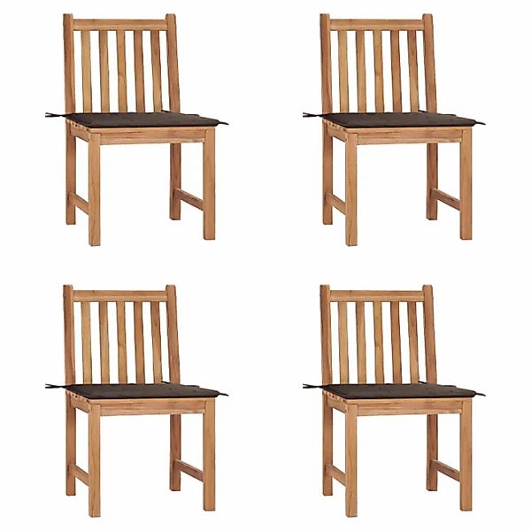 Gartenstühle 4 Stk. Mit Kissen Massivholz Teak günstig online kaufen