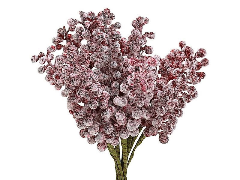 Winterliche Kunstpflanze VIANA Beerenpick Rot Geeist 21cm - Deko-Zweig für günstig online kaufen