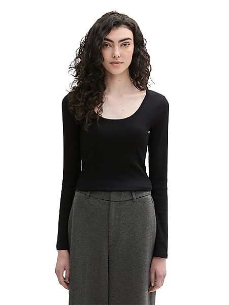 TOM TAILOR Denim Rundhalsshirt gerippt und günstig online kaufen