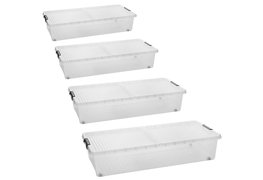 Centi Aufbewahrungsbox Unterbettbox mit Rollen geteiltem Deckel 32L (3er-Se günstig online kaufen