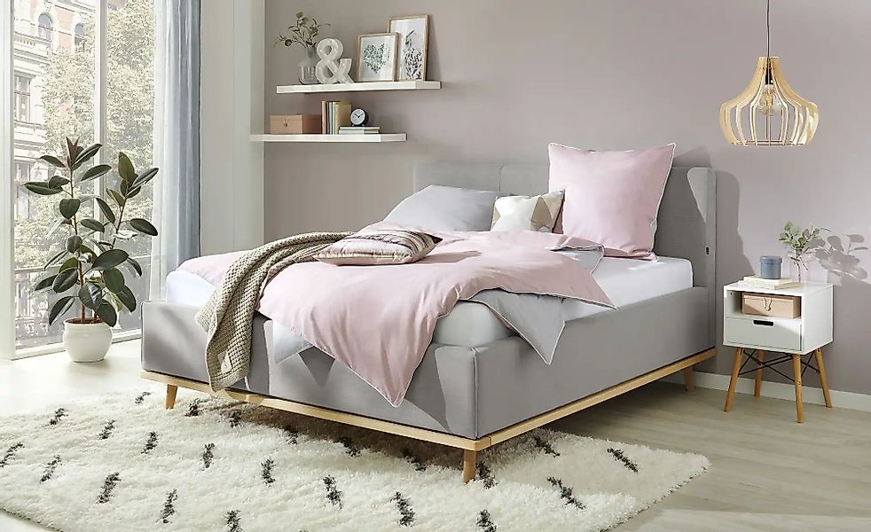 Musterring Polsterbett "Delphi" Eicherahmen massiv, Kopfteil mit Steppung günstig online kaufen