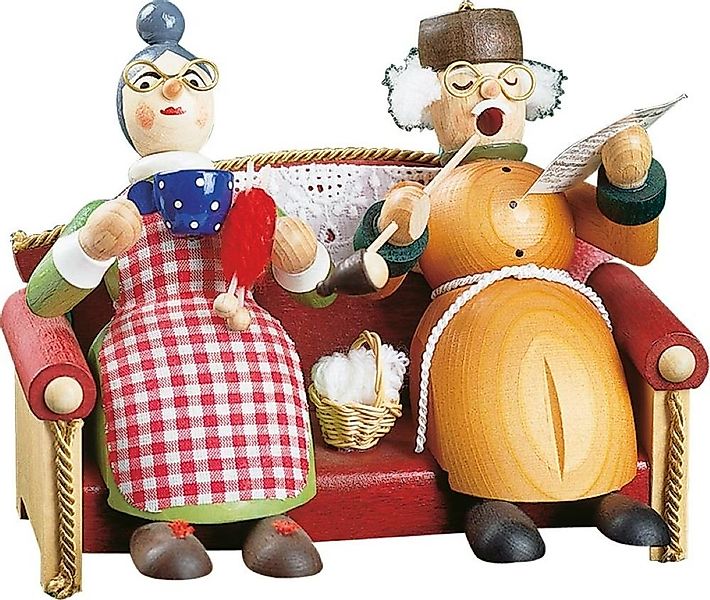 Richard Glaesser Räuchermännchen Rauchmann Oma und Opa auf Sofa aus Seiffen günstig online kaufen