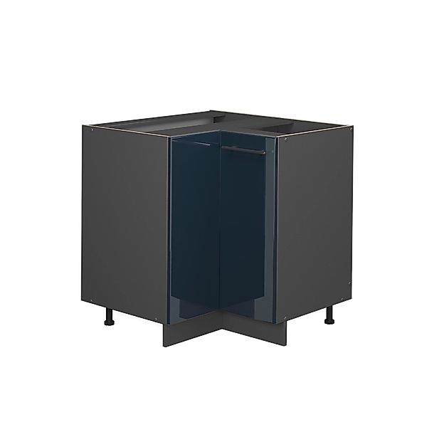 Vicco Eckunterschrank Fame-Line Dunkelblau Hochglanz 81 cm ohne Arbeitsplat günstig online kaufen