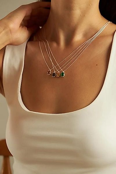 Einzelstück Kette mit Anhänger Halskette DROP SMERALDO Silber günstig online kaufen