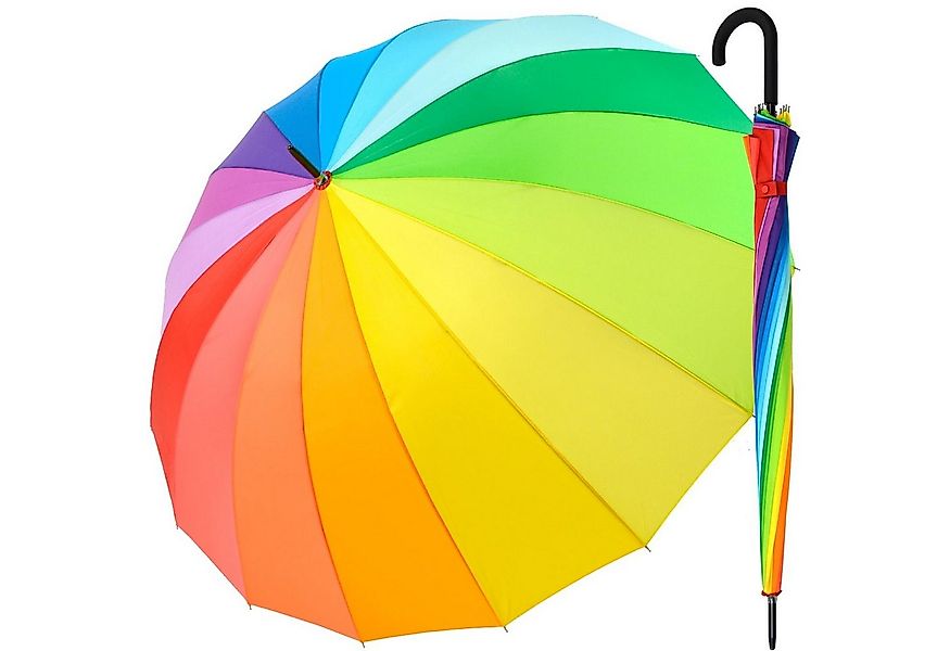 iX-brella Stockregenschirm Leichter Regenbogen Fiberglas XXL-Schirm 16-teil günstig online kaufen