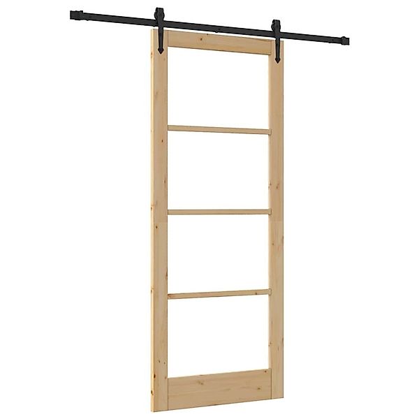 vidaXL Schiebetür Braun 86 x 211 cm Holz und Metall 3332341 günstig online kaufen