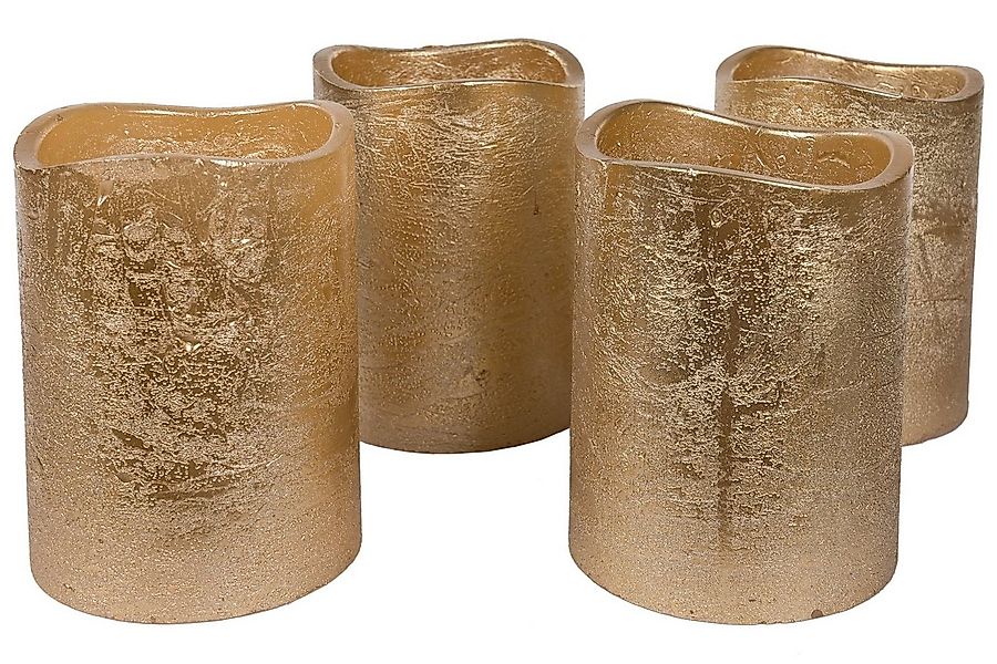 Wohnando LED-Kerze 4er-Set LED Kerzen Gold mit Timer: Elegante Beleuchtung günstig online kaufen
