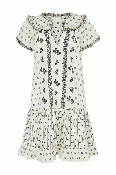 RAFFYA Midikleid "Jemilla Split Neck Jacquard Mini Dress Damen" günstig online kaufen