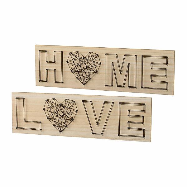 Creativ home Holzbild, (Set, 2 St.), Wanddeko, aus Holz, mit Schriftzug günstig online kaufen