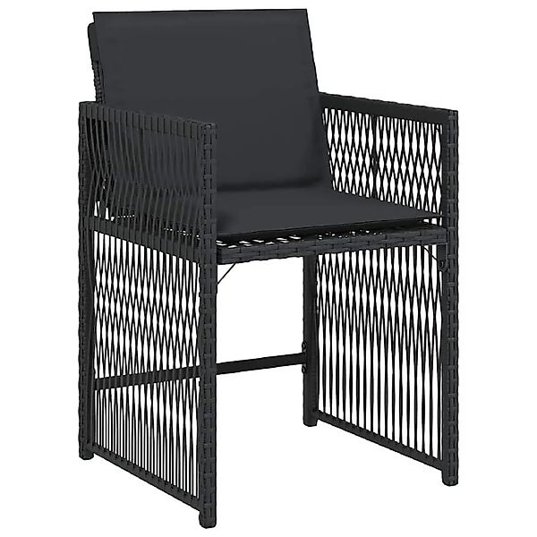 vidaXL Gartenstühle mit Kissen 4 Stk Schwarz Poly Rattan 365035 günstig online kaufen
